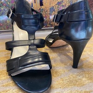 Via Spiga Black Leather Heeled Sandal